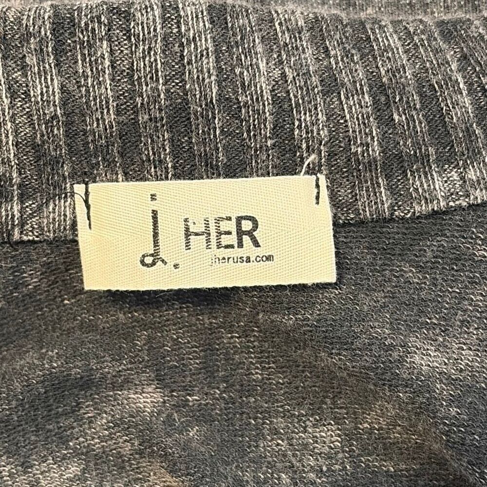 J. Her Mineral Wash Oversized Pullover Sweatshirt Ribbed V-Neck Black Small - Picture 7 of 9